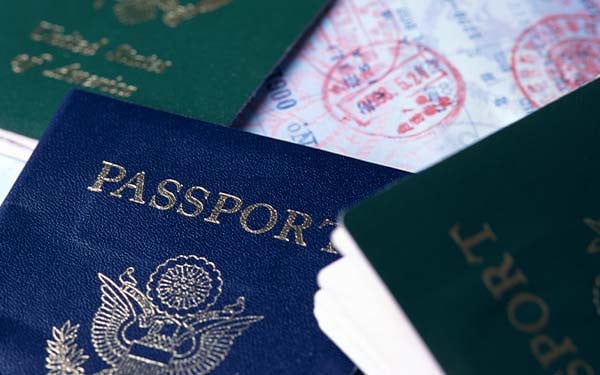 Close-up of various passports