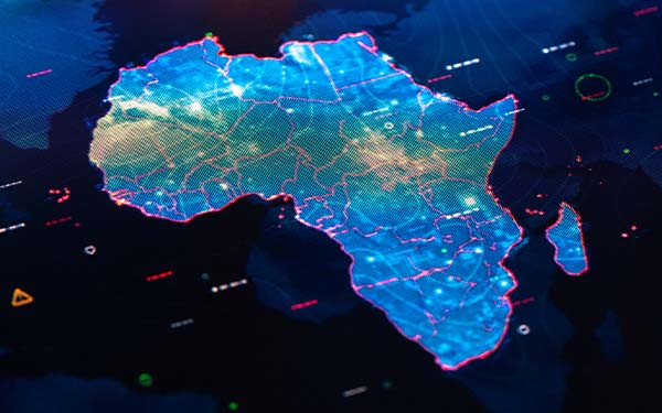 Map of Africa on digital display