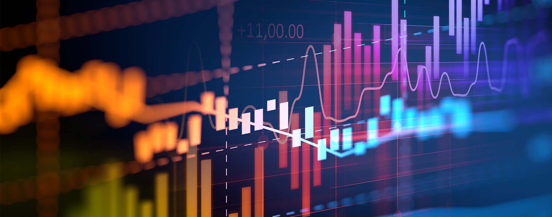 Close-up of a colorful financial graph