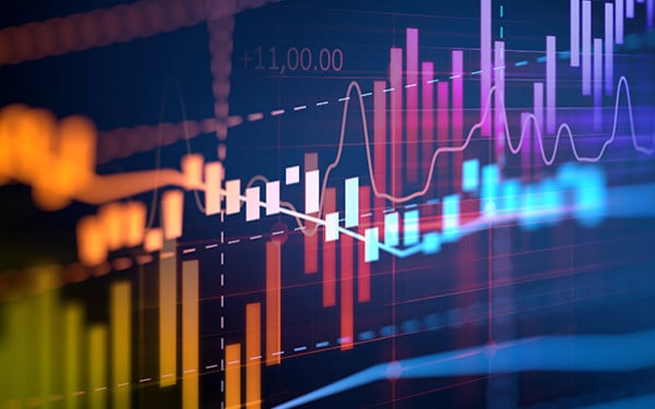 Close-up of a colorful financial graph