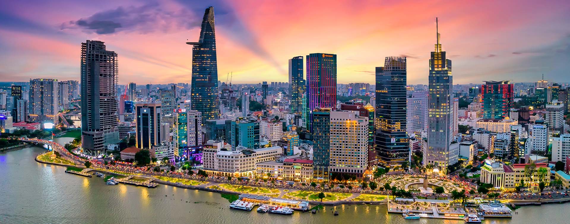 The Ho Chi Minh City skyline at sunrise