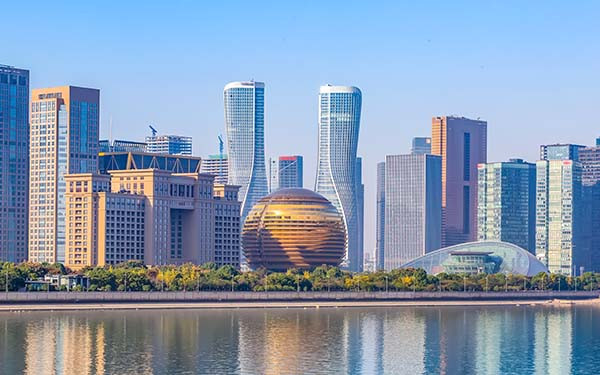 Chinese Hangzhou scenery and city skyline