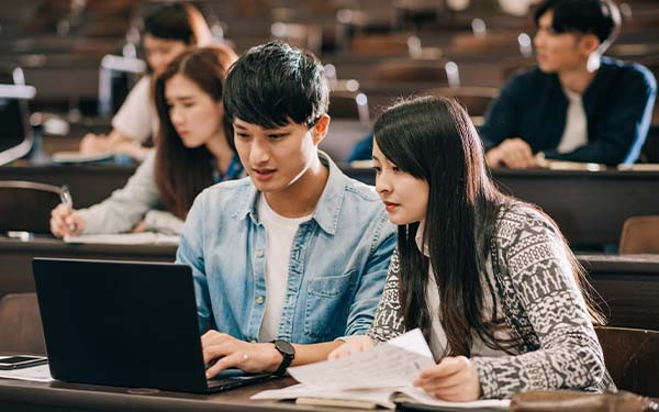 Asian students inside lecture hall